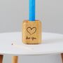 Solid Oak Personalised Heart Candle Holder, thumbnail 3 of 8