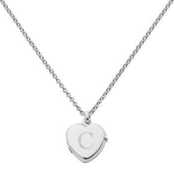 Child's Sterling Silver Initial Heart Locket Necklace, 2 of 3