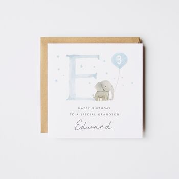 Elephant Happy 2nd Birthday Boy Card *Age Options, 3 of 5