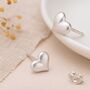 Sterling Silver Brushed Heart Stud Earrings, thumbnail 1 of 8