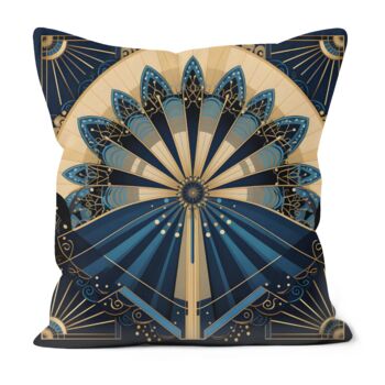 Deco Elegance In Blue Art Deco Cushions Design One, 3 of 8