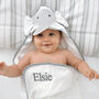 Personalised Elephant Hooded Baby Towel, thumbnail 1 of 7