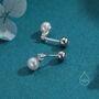 Tiny Genuine Pearl And Cz Screw Back Earrings, thumbnail 4 of 12