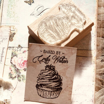Personalised 'Baked By…' Cupcake Rubber Stamp, 2 of 3