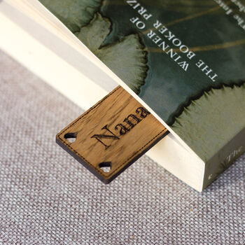 Personalised Oak Heart Bookmark Gift For Book Lovers, 2 of 4