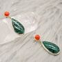 Green Emerald, Coral Sterling Silver Earrings, thumbnail 6 of 9