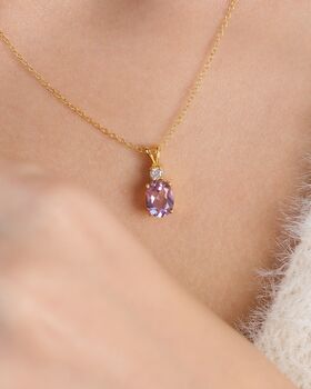 Lavender Amethyst Pendant Necklace In Sterling Silver, 3 of 12