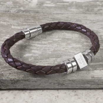Men's Personalised Message Leather Bracelet, 4 of 11
