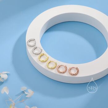 Tiny Bauble Dotted Huggie Hoop Earrings Sterling Silver, 2 of 10