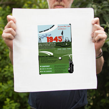 Birthday Gift For Golfer Personalised Birth Year Handkerchief Pair, 2 of 5