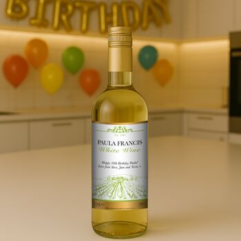 Personalised White Wine Bottle With Any Name And Message, 2 of 5