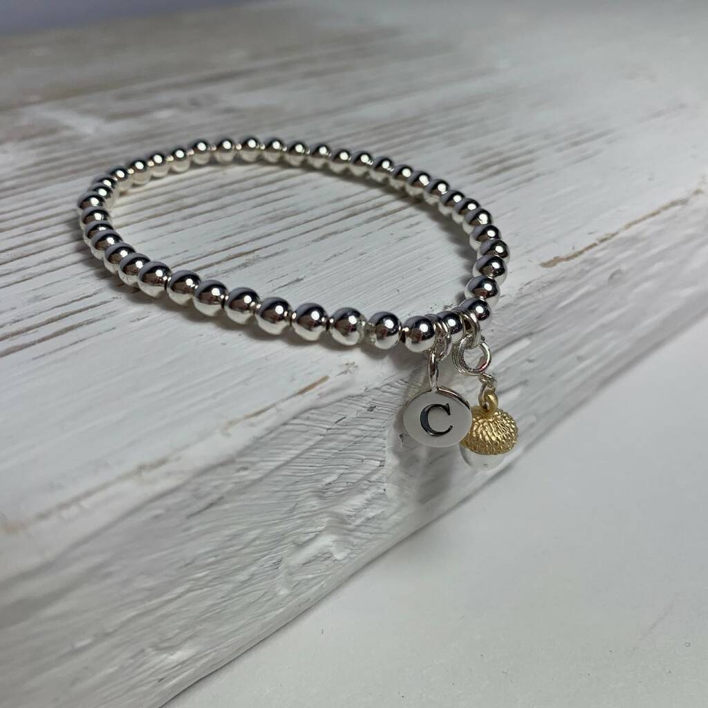 Personalised Acorn Charm Bead Bracelet By Nest | notonthehighstreet.com