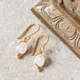 White Moonstone Oval Gold And Silver Drop Hook Earrings, thumbnail 6 of 11