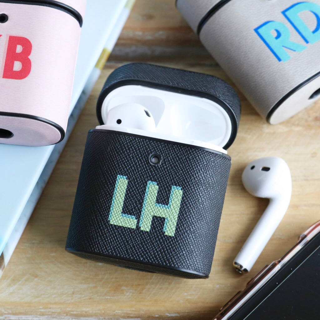 Personalised Vegan Leather Initials Airpods Case, 1 of 8