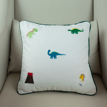 Children's Dinosaur Embroidered Nursery Cushion, 3 of 8