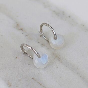 Moonstone Teardrop June Birthstone Earrings, Silver, 2 of 5