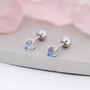 Tiny Moonstone Screw Back Earrings In Sterling Silver, thumbnail 1 of 9