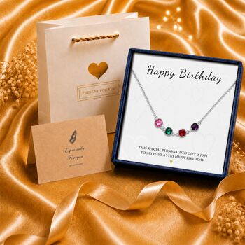Personalised Square Shaped Family Birthstones Necklace, 5 of 12