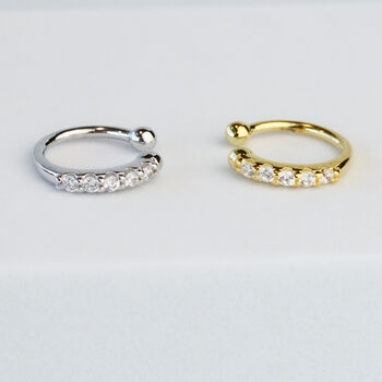 Sterling Silver Single Crystal Ear Cuff Gold Or Silver Colour, 3 of 5