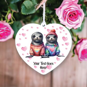 Personalised Seal Couple Love Decoration B, 2 of 2