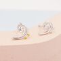 Bass Clef Music Note Stud Earrings In Sterling Silver, thumbnail 2 of 11