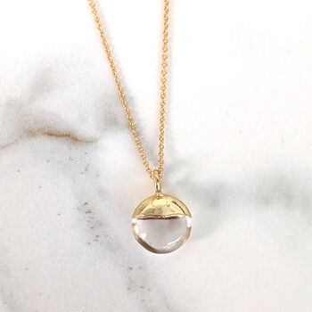 The Orb Clear Quartz April Birthstone Necklace, Health And Harmony, Gold, 3 of 6