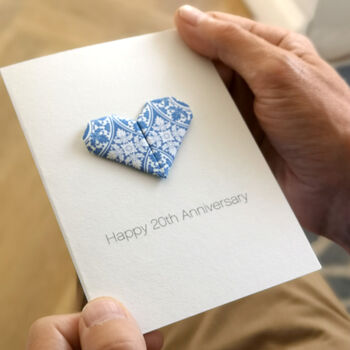 Personalised 20th China Anniversary Origami Heart Card, 5 of 6