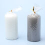 G Decor Classic Unscented White Grey Pillar Candle, thumbnail 4 of 4