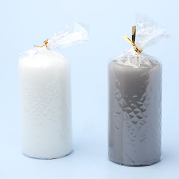 G Decor Classic Unscented White Grey Pillar Candle, 4 of 4