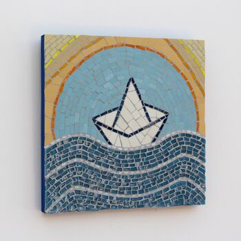 Handmade Paper Boat Coastal Mosaic Wall Art, 2 of 3