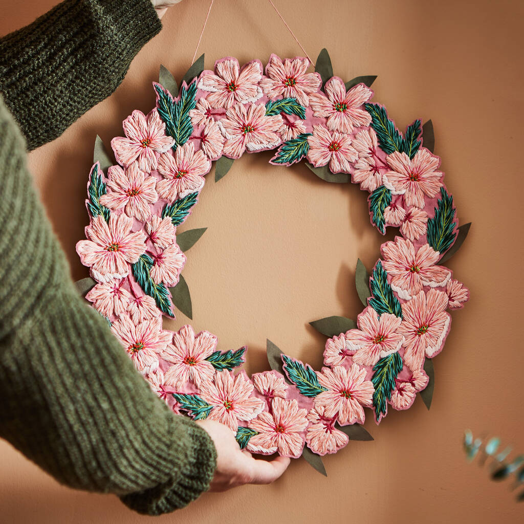 Floral Wreath Embroidery Artwork, 1 of 5