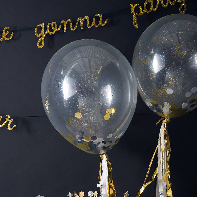 gold confetti balloon kit by the letteroom