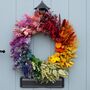 Dried Flower Wreath In Rainbow Shades, thumbnail 1 of 4