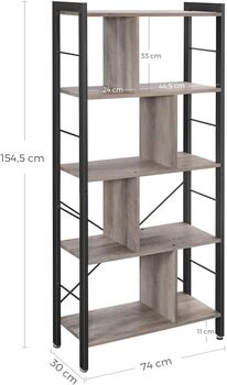 Five Tier Bookshelf Large Storage Shelf Bookcase, 11 of 12