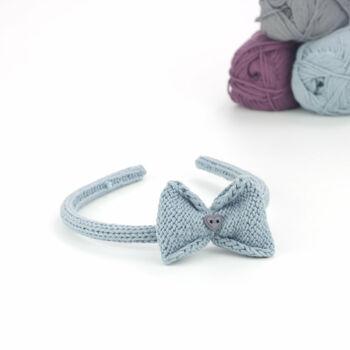 Handknitted Organic Cotton Bow Hairband, 6 of 9