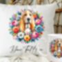 Personalised Basset Hound Summer Floral Dog Wreath Cushion And Mug Gift Bundle, thumbnail 1 of 4