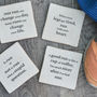 Set Of Four Ceramic Running Quotes Coasters, thumbnail 1 of 3