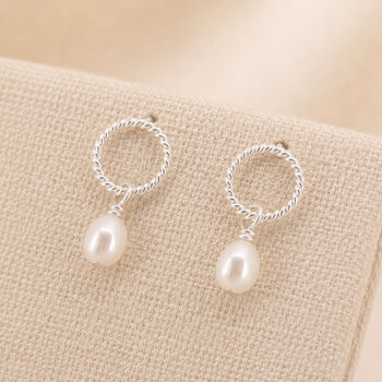Sterling Silver Freshwater Pearl Circle Stud Earrings, 4 of 10