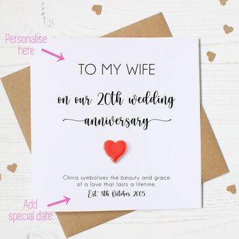 Personalised China 20th Wedding Anniversary Card, 3 of 6