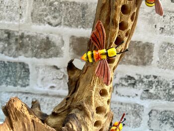 Handmade Wooden Beehive Bee Ornament Garden Sculpture, 7 of 9