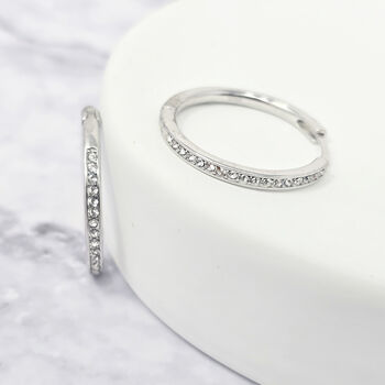 20mm Small Round Silver Hoop Earrings With Crystals, 5 of 6