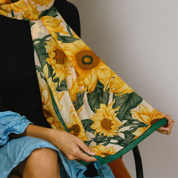 Sunflower Printed Scarf — Personalised Gift Card And Gift Box Option, 2 of 8