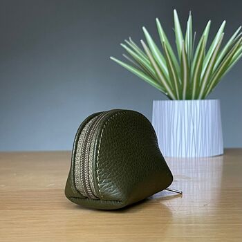 Leather Coin Purse In Olive Green, 2 of 2