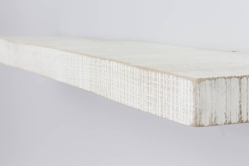 distressed white solid oak floating wall shelf by bespoak interiors