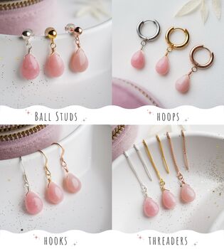 Pink Opal Hoop Earrings, 3 of 12