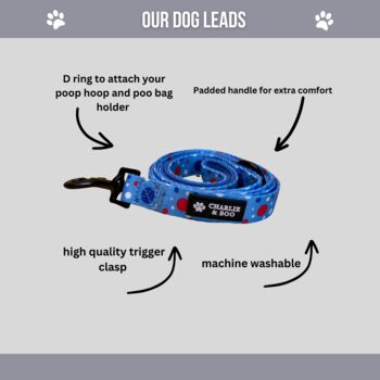 Blue Polka Dot Dog Lead/Leash, 2 of 4