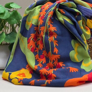 Bold Nordic Flower Meadow Print Scarf, 4 of 4