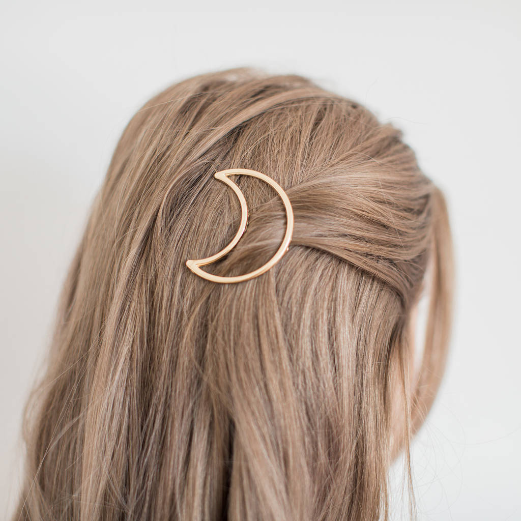 Gold Or Silver Half Moon Hair Clip