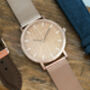 Classic Rose Gold Stainless Steel Unisex Wood Watch, thumbnail 1 of 10
