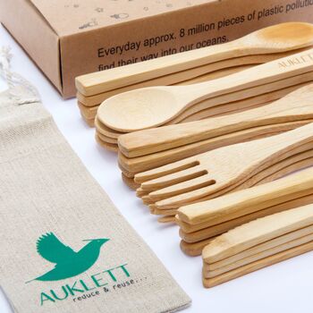 Bamboo Cutlery Set, 24 Pcs, 4 of 9